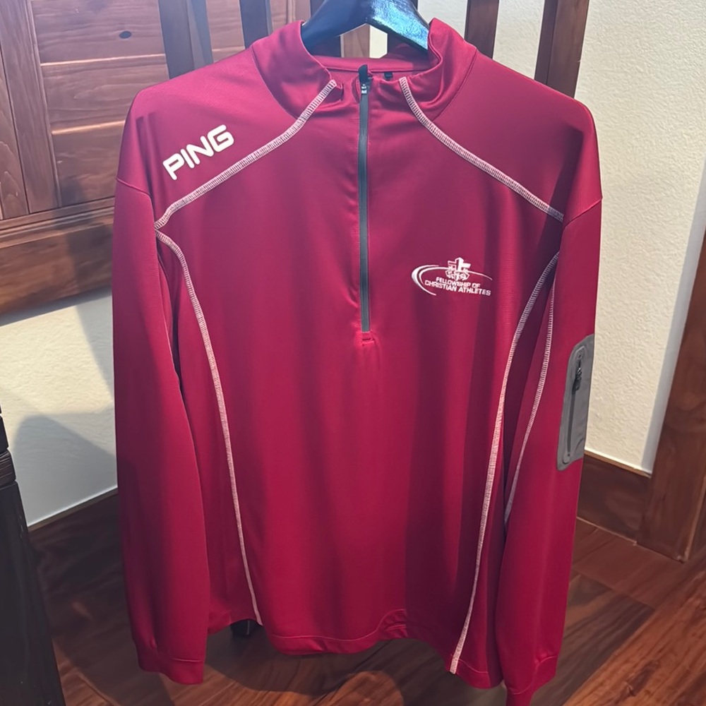Ping Red and White Quarter-Zip Pullover
